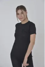 File Cepli Slim Fit T-shirt - Siyah File Cepli Slim Fit T-shirt - Siyah