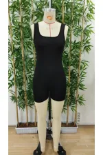 Kadın Kare Yaka Sırt Dekolte Detay Dalgıç Bodycon Mini Tulum Kadın Kare Yaka Sırt Dekolte Detay Dalgıç Bodycon Mini Tulum