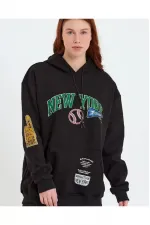 Baskılı Kapüşonlu Sweatshirt - Siyah Baskılı Kapüşonlu Sweatshirt - Siyah