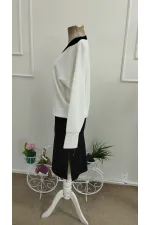 Kadın Uzun Kollu V Yakalı Modal Bluz Ve Yırtmaçlı Kısa Modal Etek Ikili Takım
