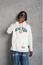 Erkek Baskılı Kapüşonlu Sweatshirt - Beyaz Erkek Baskılı Kapüşonlu Sweatshirt - Beyaz