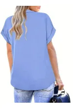 Kadın Kısa Kollu Yakalı Uzun Sandy Bluz Kadın Kısa Kollu Yakalı Uzun Sandy Bluz