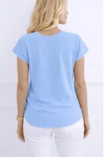 Kadın V Yaka Kısa Kol Dokuma Viskon Kumaş Bluz Kadın V Yaka Kısa Kol Dokuma Viskon Kumaş Bluz