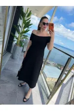 Kadın Madonna Yaka Midi Boy Modal Elbise Kadın Madonna Yaka Midi Boy Modal Elbise