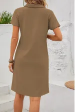 Kadın Kısa Kollu V Yakalı Bürümcük Elbise