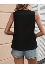 Kadın Kolsuz V Yakalı Blok Renkli Ithal Krep Bluz Kadın Kolsuz V Yakalı Blok Renkli Ithal Krep Bluz