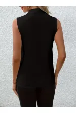 Kadın Kolsuz V Yakalı Janjan Krep Bluz Kadın Kolsuz V Yakalı Janjan Krep Bluz