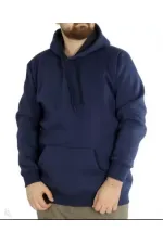 Erkek Uzun Kol Kapşonlu Basic Sweatshirt Hoodie - Lacivert Erkek Uzun Kol Kapşonlu Basic Sweatshirt Hoodie - Lacivert