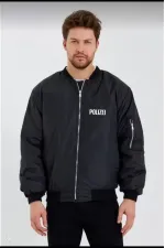 Unisex Uzun Kol Baskılı Bomber Ceket - Siyah Unisex Uzun Kol Baskılı Bomber Ceket - Siyah
