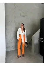 BEL LASTİK DETAYLI MODAL KUMAŞ PANTOLON - Orange BEL LASTİK DETAYLI MODAL KUMAŞ PANTOLON - Orange
