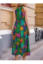 Kadın Omuzlardan Açık Daire Yaka Desenli Maxi Süprem Elbise Kadın Omuzlardan Açık Daire Yaka Desenli Maxi Süprem Elbise