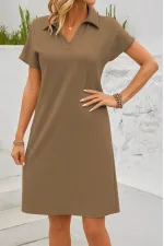 Kadın Kısa Kollu V Yakalı Bürümcük Elbise