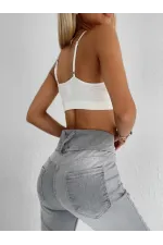Yüksel Bel Likralı Kot Pantolon (Gri) Yüksel Bel Likralı Kot Pantolon (Gri)