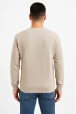 Erkek Üç İplik Düz Bisiklet Yaka SweatShirt - Bej Erkek Üç İplik Düz Bisiklet Yaka SweatShirt - Bej