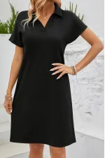 Kadın Kısa Kollu V Yakalı Bürümcük Elbise Kadın Kısa Kollu V Yakalı Bürümcük Elbise
