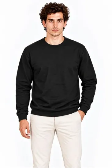 Erkek 2Li Bisiklet Yaka İçi Şardonlu 2 İplik Düz Uzun Kollu Regular Fit Sweatshirt - Siyah - Gri Erkek 2Li Bisiklet Yaka İçi Şardonlu 2 İplik Düz Uzun Kollu Regular Fit Sweatshirt - Siyah - Gri