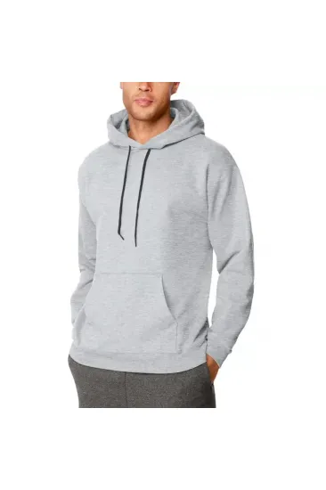 Erkek Uzun Kol Kapşonlu Basic Sweatshirt Hoodie - Gri Erkek Uzun Kol Kapşonlu Basic Sweatshirt Hoodie - Gri