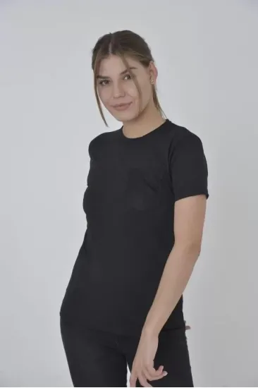 File Cepli Slim Fit T-shirt - Siyah File Cepli Slim Fit T-shirt - Siyah