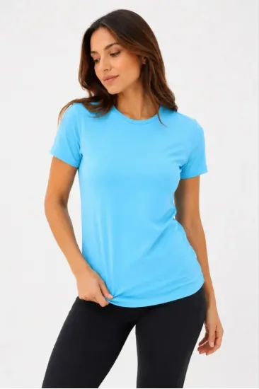Basic Tişört Bisiklet Yaka Kısa Kol Günlük Yazlık Slim Fit T-Shirt - Turkuaz Basic Tişört Bisiklet Yaka Kısa Kol Günlük Yazlık Slim Fit T-Shirt - Turkuaz