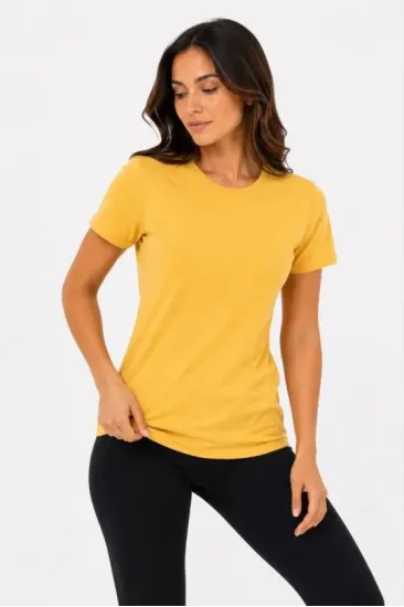 Basic Tişört Bisiklet Yaka Kısa Kol Günlük Yazlık Slim Fit T-Shirt - Sarı Basic Tişört Bisiklet Yaka Kısa Kol Günlük Yazlık Slim Fit T-Shirt - Sarı