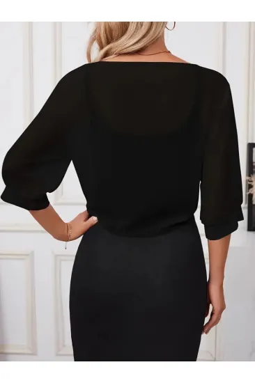 Kadın Truvakar Kol önden Bağlamalı Kısa şifon Bolero Ceket Kadın Truvakar Kol önden Bağlamalı Kısa şifon Bolero Ceket