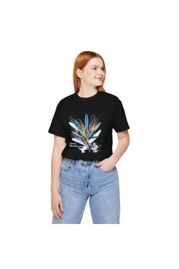 Unisex Bisiklet Yaka Baskılı T-Shirt - Siyah Unisex Bisiklet Yaka Baskılı T-Shirt - Siyah