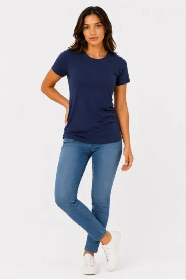 Basic Tişört Bisiklet Yaka Kısa Kol Günlük Yazlık Slim Fit T-Shirt - Lacivert Basic Tişört Bisiklet Yaka Kısa Kol Günlük Yazlık Slim Fit T-Shirt - Lacivert