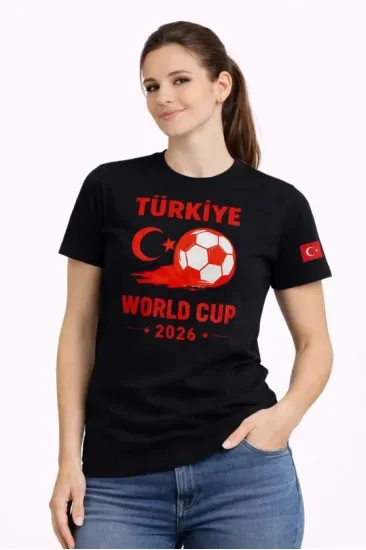 Türkiye World Cup 2026 Baskılı Tişört Futbol Temalı Forma T-Shirt - Siyah Türkiye World Cup 2026 Baskılı Tişört Futbol Temalı Forma T-Shirt - Siyah