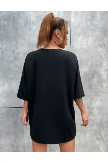 Unisex Baskılı Oversize T-Shirt - Siyah Unisex Baskılı Oversize T-Shirt - Siyah