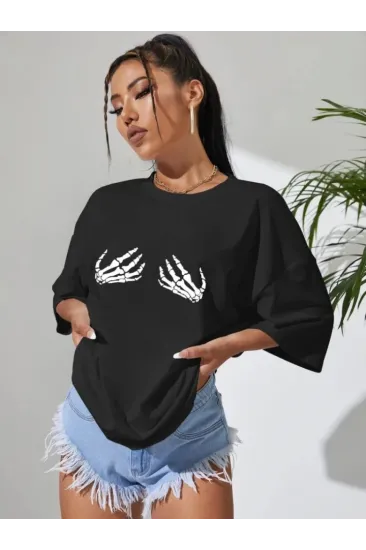 Baskılı T-shirt - Siyah Baskılı T-shirt - Siyah