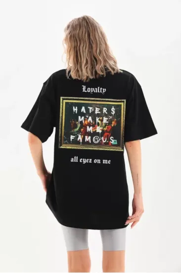 Unisex Baskılı Oversize T-Shirt - Siyah Unisex Baskılı Oversize T-Shirt - Siyah