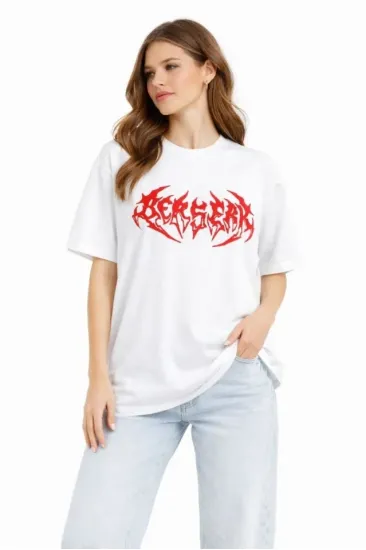 Baskılı T-Shirt Yazlık Kısa Kol Bisiklet Yaka Rahat Kalıp Tişört - Beyaz Baskılı T-Shirt Yazlık Kısa Kol Bisiklet Yaka Rahat Kalıp Tişört - Beyaz