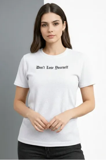 Wafıl Kumaş Tişört Regular Kalıp Bisiklet Yaka Baskılı Günlük Basic T-Shirt - Beyaz Wafıl Kumaş Tişört Regular Kalıp Bisiklet Yaka Baskılı Günlük Basic T-Shirt - Beyaz