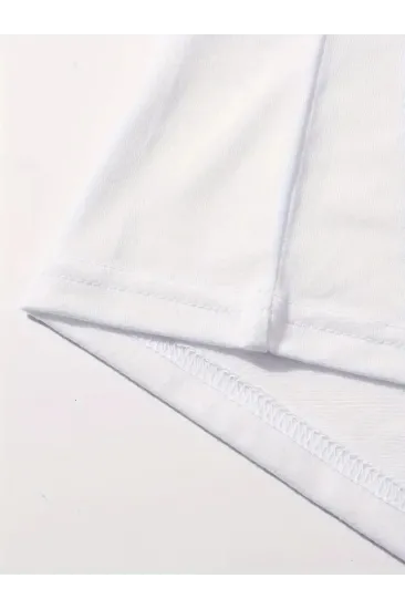 Baskılı Oversize Bisiklet Yaka T-shirt - Beyaz Baskılı Oversize Bisiklet Yaka T-shirt - Beyaz