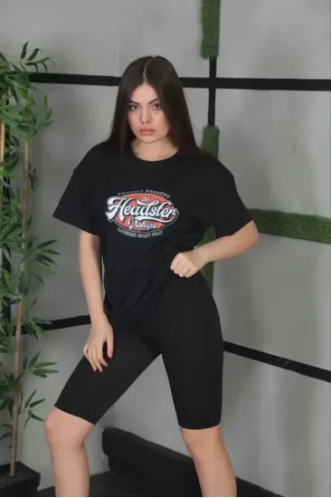 Unisex Baskılı Oversize T-Shirt - Siyah Unisex Baskılı Oversize T-Shirt - Siyah