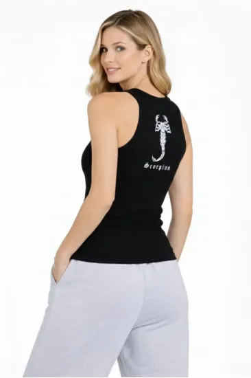 Fitilli Atlet Sıfır Yaka Slim Fit Arka Baskılı Spor Atlet - Siyah Fitilli Atlet Sıfır Yaka Slim Fit Arka Baskılı Spor Atlet - Siyah