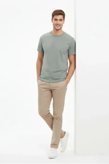 Erkek Bisiklet Yaka Tişört Regular Kalıp Basic Pamuklu Günlük Kullanım T-shirt - Mint Yeşili Erkek Bisiklet Yaka Tişört Regular Kalıp Basic Pamuklu Günlük Kullanım T-shirt - Mint Yeşili
