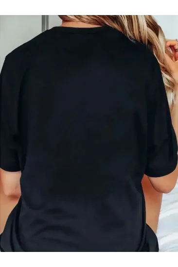 Baskılı Oversize Bisiklet Yaka T-shirt - Siyah Baskılı Oversize Bisiklet Yaka T-shirt - Siyah