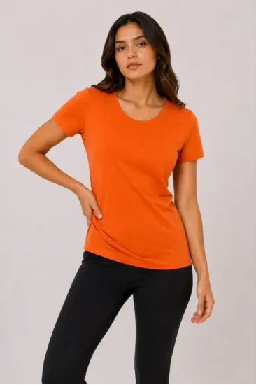 Basic Tişört Bisiklet Yaka Kısa Kol Günlük Yazlık Slim Fit T-Shirt - Turuncu Basic Tişört Bisiklet Yaka Kısa Kol Günlük Yazlık Slim Fit T-Shirt - Turuncu