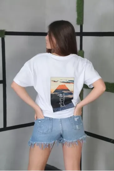 Unisex Bisiklet Yaka Baskılı Oversize T-Shirt- Beyaz Unisex Bisiklet Yaka Baskılı Oversize T-Shirt- Beyaz