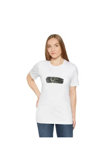 Unisex Bisiklet Yaka Baskılı T-Shirt - Beyaz Unisex Bisiklet Yaka Baskılı T-Shirt - Beyaz
