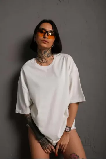24/1 Düz A Kalite Oversize T-shirt - Beyaz 24/1 Düz A Kalite Oversize T-shirt - Beyaz