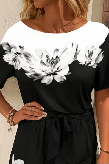 Kadın Tek Omuzu Açık çiçek Desenli Beli Kuşaklı Iki Iplik Mini Short Tulum Kadın Tek Omuzu Açık çiçek Desenli Beli Kuşaklı Iki Iplik Mini Short Tulum