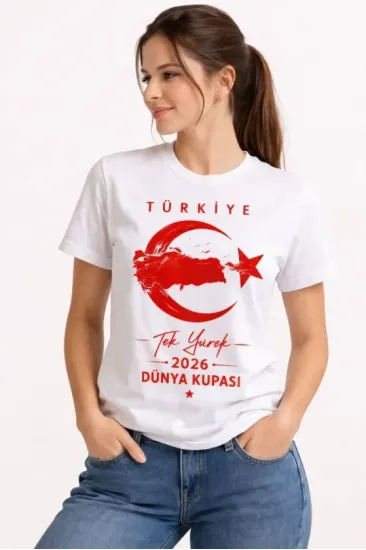 TÜRKİYE Ay Yıldız 2026 Dünya Kupasi Taraftar Forma T-Shirt - Beyaz TÜRKİYE Ay Yıldız 2026 Dünya Kupasi Taraftar Forma T-Shirt - Beyaz