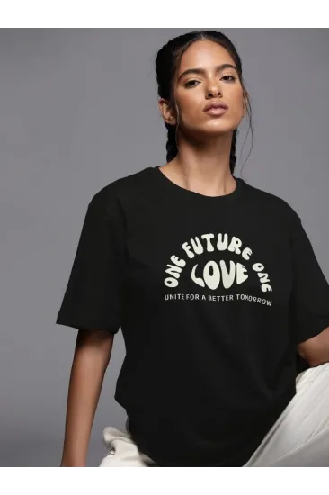 Baskılı Oversize T-shirt - Siyah Baskılı Oversize T-shirt - Siyah