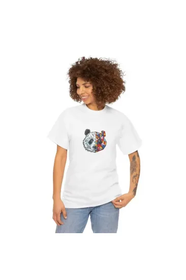 Unisex Bisiklet Yaka Baskılı T-Shirt - Beyaz Unisex Bisiklet Yaka Baskılı T-Shirt - Beyaz
