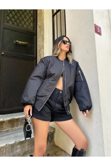 Düz Bomber Ceket - Siyah Düz Bomber Ceket - Siyah