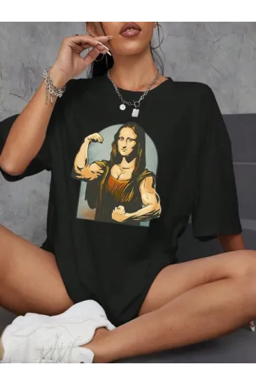 Baskılı Oversize T-shirt - Siyah Baskılı Oversize T-shirt - Siyah