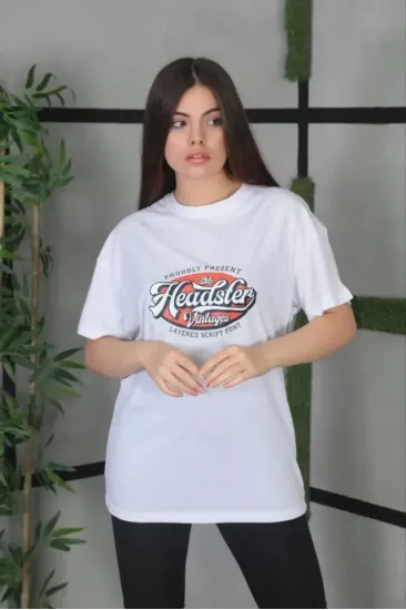 Unisex Baskılı Oversize T-Shirt - Beyaz Unisex Baskılı Oversize T-Shirt - Beyaz
