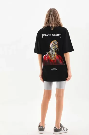 Unisex Baskılı Oversize T-Shirt - Siyah Unisex Baskılı Oversize T-Shirt - Siyah